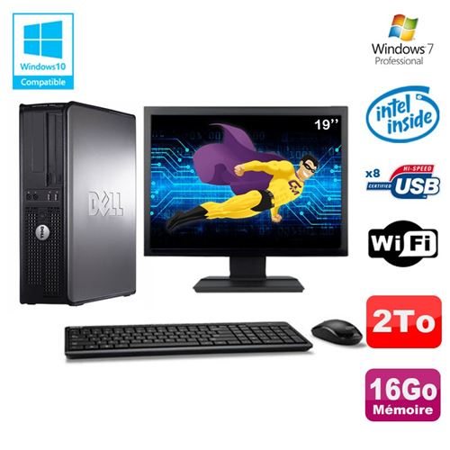 Pc dell optiplex 780 dt intel e8400 3ghz 16go 2000go wifi win 7 ecran 19' État correct - Dell reconditionné disponible sur Fnac