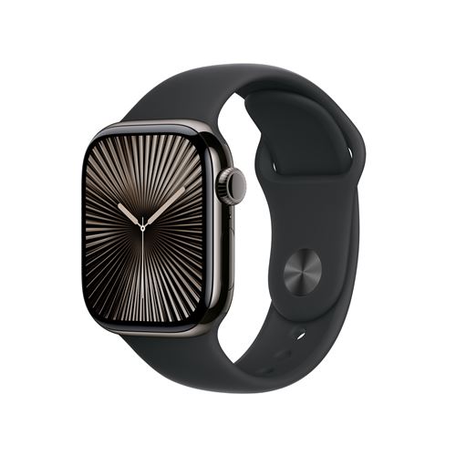 Apple Watch Series 10 GPS + Cellular 42mm Boîtier en Titane Ardoise avec Bracelet Sport Noir S/M État correct - Apple reconditionné disponible sur Fnac