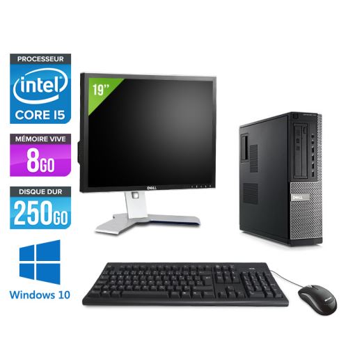 Pc Dell Optiplex 790 Desktop + Ecran 19'' - Noir - Intel Core i5-2400 / 3,10 GHz - RAM 8 Go - HDD 250 Go - DVD - Gigabit Ethernet - Windows 10 Professionnel État correct - Dell reconditionné disponible sur Fnac