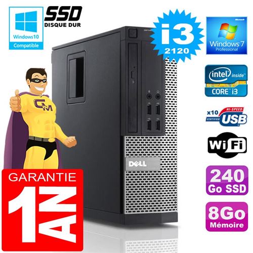 Pc dell 990 sff core i3-2120 ram 8go disque 240 go ssd wifi w7 État correct - Dell reconditionné disponible sur Fnac