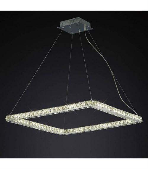 Suspension Galaxy carré Large 36W LED 4000K chrome poli/cristal État correct - N/A reconditionné disponible sur Fnac