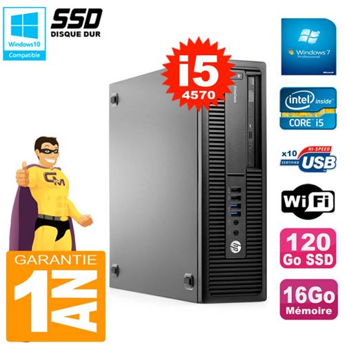 Pc hp elitedesk 800 g1 sff core i5-4570 ram 16go 120 go ssd graveur dvd wifi w7 État correct - Hewlett-Packard reconditionné disponible sur Fnac