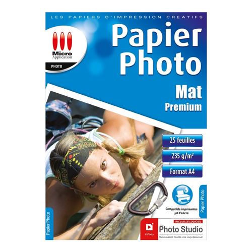 Pack de 25 feuilles papiers photo A4 Micro Application Mat Premium Blanc État correct - Micro Application reconditionné disponible sur Fnac