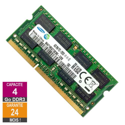 Barrette Mémoire 4Go RAM DDR3 Samsung M471B5273EB0-CK0 SO-DIMM PC3-12800 1600MHz 2Rx8 État correct - Samsung reconditionné disponible sur Fnac