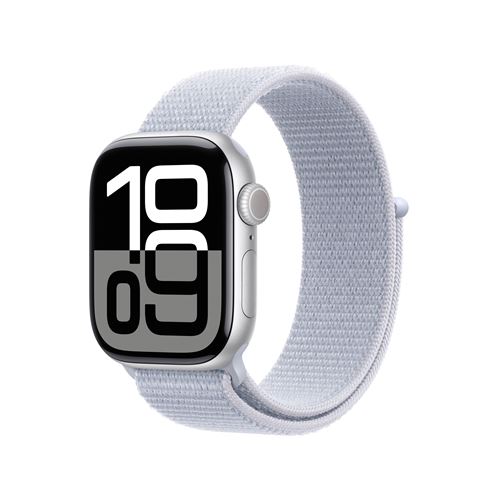 Apple Watch Series 10 GPS 42mm Boîtier en Aluminium Argent avec Boucle Sport Nuée bleue