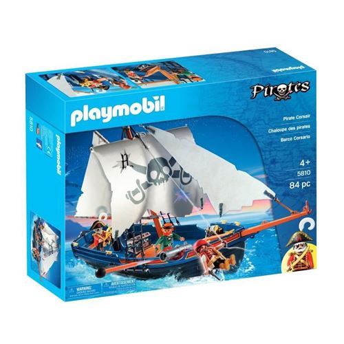 PLAYMOBIL 5810 Chaloupe pirates, avec canon et flotte dans l'eau, 84 pieces, Des 4 ans État correct - Playmobil reconditionné disponible sur Fnac