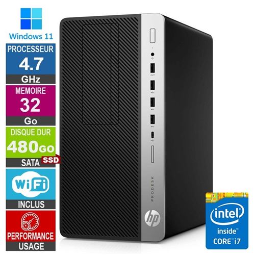 HP ProDesk 600 G5 MT i7-9700 4.70GHz 32Go/480Go SSD Wifi W11 - État correct N/A sur Fnac