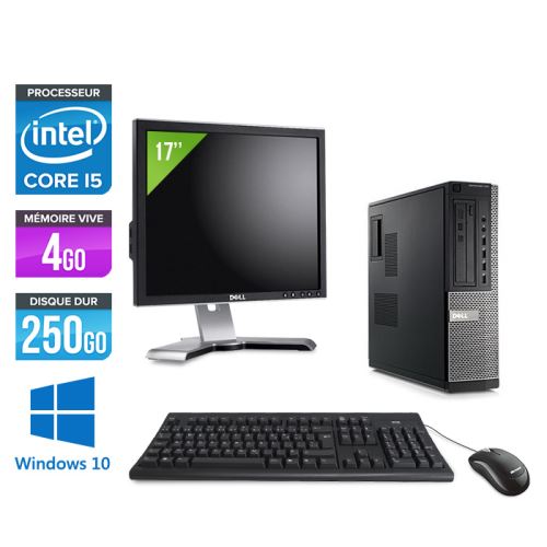 Pc Dell Optiplex 790 Desktop + Ecran 17'' - Noir - Intel Core i5-2400 / 3,10 GHz - RAM 4 Go - HDD 250 Go - DVD - Gigabit Ethernet - Windows 10 Professionnel État correct - Dell reconditionné disponible sur Fnac