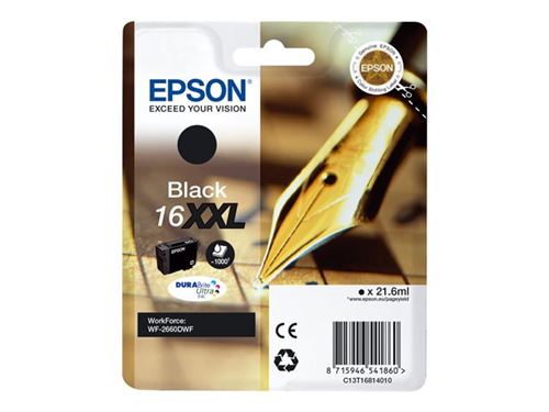 Acheter Epson 16XXL - 22 ml - XL - noir - original - emballage coque avec alarme radioélectrique/ acoustique - cartouche d'encre - pour WorkForce WF-2660DWF État correct - 91,71 € Epson 16XXL - 22 ml - XL - noir - original - emballage coque avec alarme radioélectrique/ acoustique - cartouche d'encre - pour WorkForce WF-2660DWF État correct - Epson reconditionné disponible sur Fnac