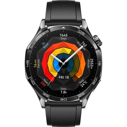 Montre connectée Huawei Watch GT 5 46 mm acier inoxydable avec bracelet en fluoroélastomère Noir - État correct Huawei sur Fnac