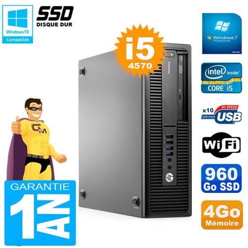 Pc hp elitedesk 800 g1 sff core i5-4570 ram 4go 960 go ssd graveur dvd wifi w7 État correct - Hewlett-Packard reconditionné disponible sur Fnac