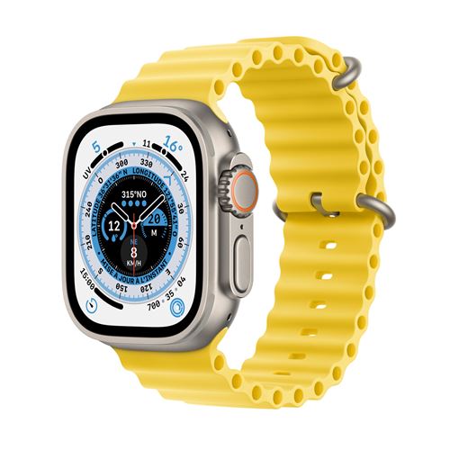 Apple Watch Ultra + Cellular, boîtier Titane 49mm avec Bracelet Océan Jaune État correct - Apple reconditionné disponible sur Fnac