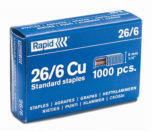 Boîte de 1000 agrafes Rapid Bébé N° 26/6 État correct - Rapid reconditionné disponible sur Fnac