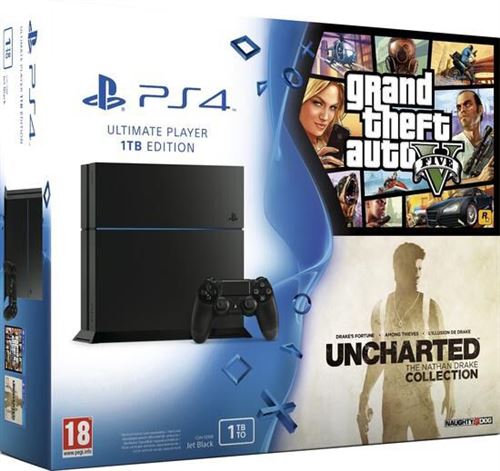 Console PS4 Sony 1 To Noire + GTA 5 PS4 + Uncharted The Nathan Drake Collection PS4 État correct - Sony reconditionné disponible sur Fnac