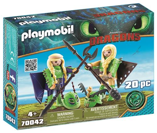 Playmobil Dragons 70042 Kranedur et Kognedur en combinaison de vol État correct - Playmobil reconditionné disponible sur Fnac