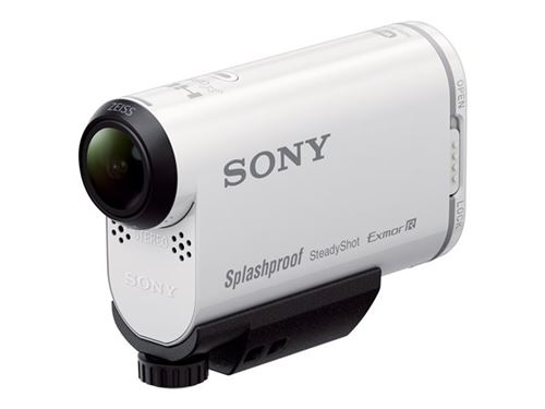 Sony Action Cam-HDR-AS200V - Caméra de poche - 1080p - 12.8 MP - Carl Zeiss - Wi-Fi, NFC - sous-marin jusqu'à 5 m - blanc État correct - Sony reconditionné disponible sur Fnac