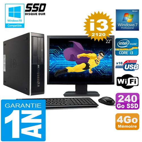 Acheter Pc hp compaq 8300 sff core i3-2120 ram 4go disque 240 go ssd wifi w7 ecran 22' État correct - 219,00 € Pc hp compaq 8300 sff core i3-2120 ram 4go disque 240 go ssd wifi w7 ecran 22' État correct - Hewlett-Packard reconditionné disponible sur Fnac