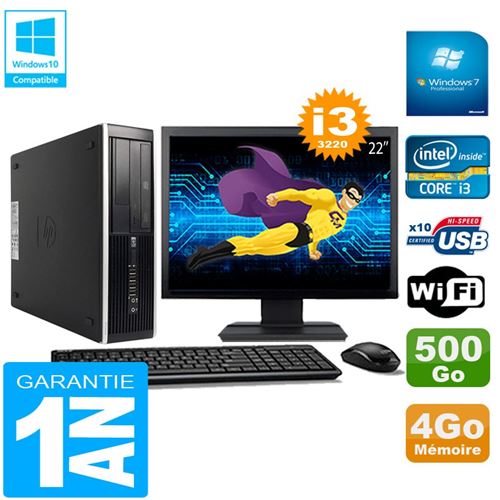 Pc hp compaq pro 6300 sff i3-3220 4go 500go graveur dvd wifi w7 ecran 22' État correct - Hewlett-Packard reconditionné disponible sur Fnac