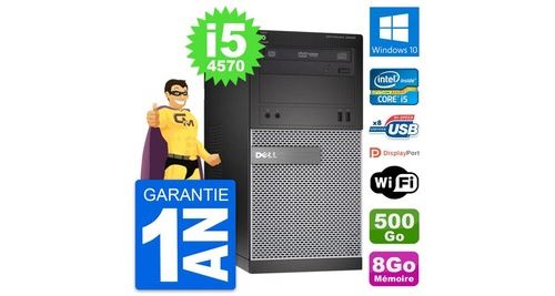 Pc tour dell optiplex 3020 intel i5-4570 ram 8go disque 500go windows 10 wifi État correct - N/A reconditionné disponible sur Fnac