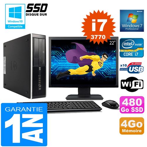 Pc hp compaq 8300 sff core i7-3770 ram 4go disque 480 go ssd wifi w7 ecran 22' État correct - Hewlett-Packard reconditionné disponible sur Fnac