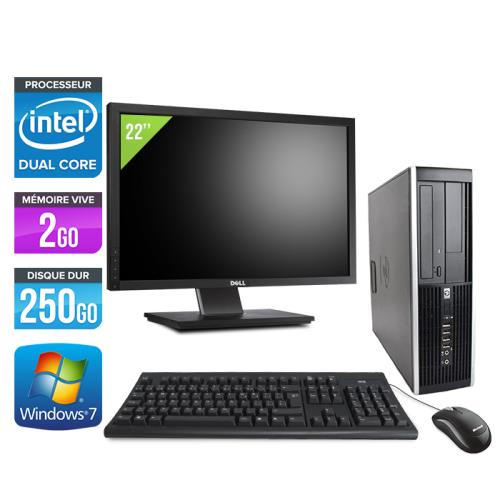 Unité centrale HP Elite 8100 SFF + Ecran 22'' - Noir - Intel Pentium G6950 / 2.80 GHz - RAM 2 Go - HDD 250 Go - DVD - Gigabit Ethernet - Windows 7 Professionnel État correct - Hewlett-Packard reconditionné disponible sur Fnac