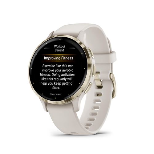 Montre connectée Garmin Venu 3S 41mm en acier Soft Gold, boîtier ivoire et bracelet en silicone ivoire État correct - Garmin reconditionné disponible sur Fnac