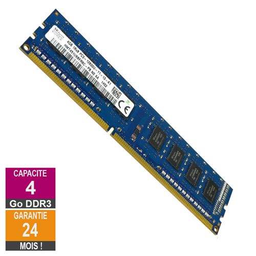 Barrette Mémoire 4Go RAM DDR3 Hynix HMT451U6BFR8C-PB DIMM PC3-12800U État correct - SK Hynix reconditionné disponible sur Fnac