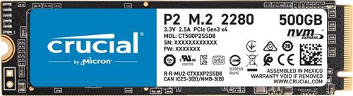 Disque SSD interne Crucial M.2 NVMe P2 500 Go SSD État correct - Crucial reconditionné disponible sur Fnac