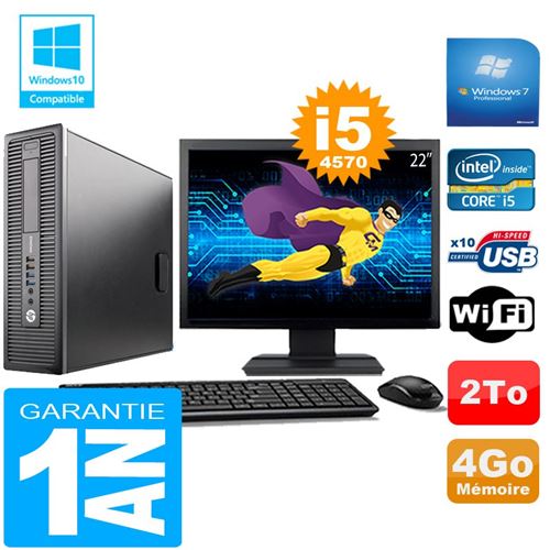 Pc hp elitedesk 800 g1 sff core i5-4570 4go disque 2 to wifi w7 ecran 22' État correct - Hewlett-Packard reconditionné disponible sur Fnac