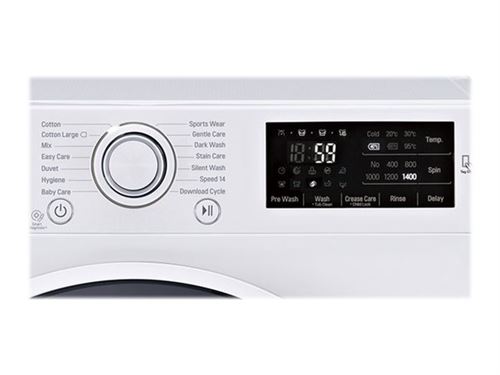 LG 6 Motion Direct Drive F94841WH - Machine à laver - largeur : 60 cm - profondeur : 58 cm - hauteur : 85 cm - chargement frontal - 59 litres - 9 kg - 1400 tours/min - blanc État correct - LG reconditionné disponible sur Fnac