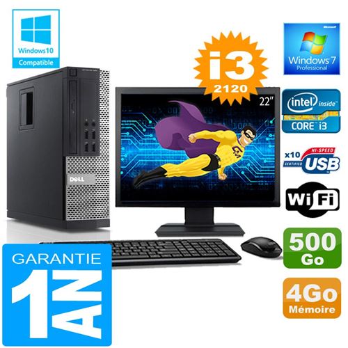 Pc dell 990 sff core i3-2120 ram 4go disque 500 go wifi w7 ecran 22' État correct - Dell reconditionné disponible sur Fnac