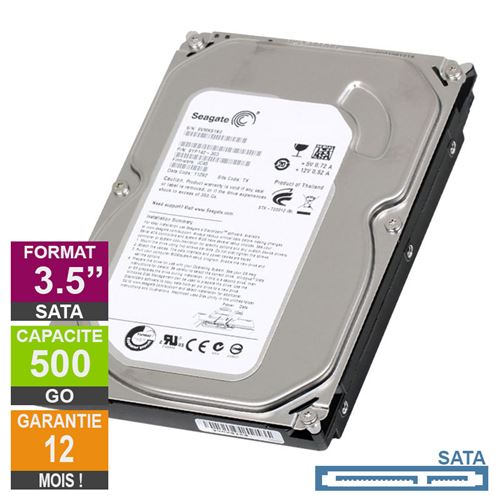 Disque Dur 500Go SATA 3.5 Seagate ST3500312CS 20mm 5900rpm 8Mo État correct - Seagate reconditionné disponible sur Fnac