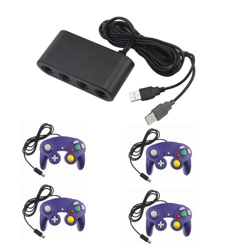 Acheter Adaptateur manette Gamecube sur Nintendo Wii U, Switch et PC + 4 manette Game cube Violet État correct - 61,19 € Adaptateur manette Gamecube sur Nintendo Wii U, Switch et PC + 4 manette Game cube Violet État correct - Straße Game reconditionné disponible sur Fnac