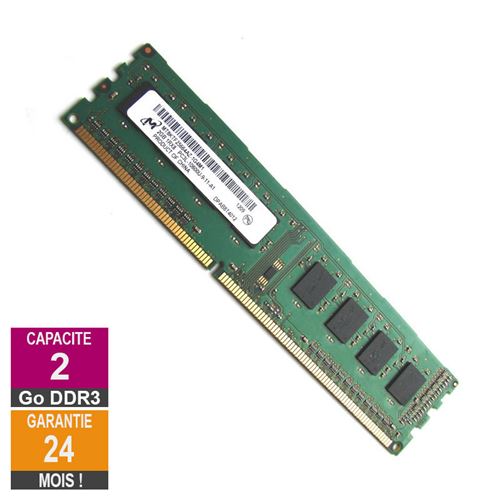 Barrette Mémoire 2Go RAM DDR3 Micron MT8KTF25664AZ-1G4M1 DIMM PC3-10600U État correct - Micron reconditionné disponible sur Fnac