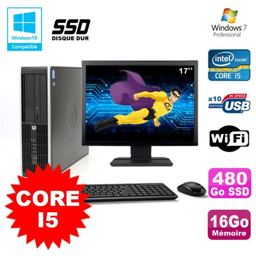Pc hp elite 8100 sff intel core i5 3.2ghz 16go 480go ssd graveur wifi w717 État correct - Hewlett-Packard reconditionné disponible sur Fnac