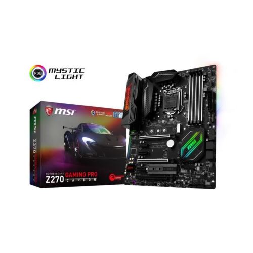 MSI Z270 GAMING PRO CARBON - Carte-mère - ATX - LGA1151 Socket - Z270 Chipset - USB 3.1 Gen 1, USB-C Gen2, USB 3.1 Gen 2 - Gigabit LAN - carte graphique embarquée (unité centrale requise) - audio HD (8 canaux) État correct - MSI reconditionné disponible sur Fnac