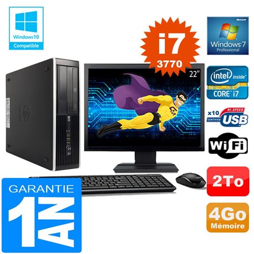 Pc hp compaq 8300 sff core i7-3770 ram 4go disque 2 to wifi w7 ecran 22' État correct - Hewlett-Packard reconditionné disponible sur Fnac