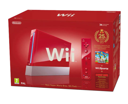 Console Wii rouge Nintendo Pack Anniversaire 25 ans + New Super Mario Bros État correct - Nintendo reconditionné disponible sur Fnac