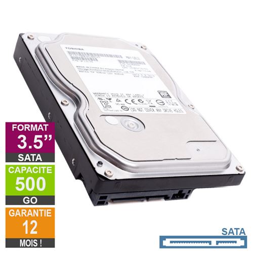 Disque Dur 500Go SATA 3.5 Toshiba DT01ACA050 25mm 7200rpm 32Mo État correct - Toshiba reconditionné disponible sur Fnac