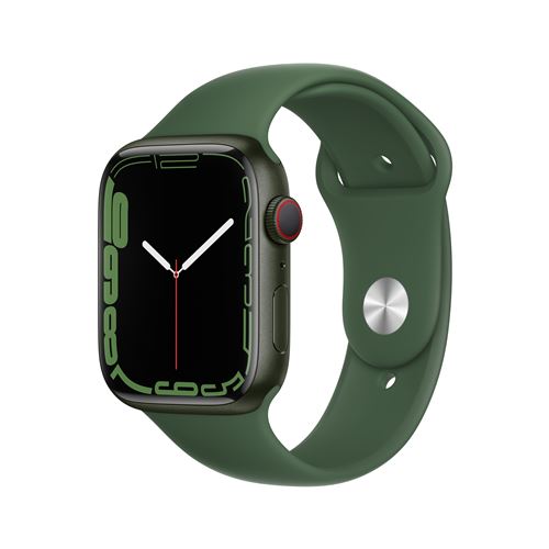 Apple Watch Series 7 GPS + Cellular, boîtier Aluminium Vert 45mm avec Bracelet Sport Trèfle