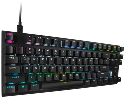 Clavier filaire gaming Azerty Corsair K60 Pro TKL CH-911D01A-FR RGB Noir État correct - Corsair reconditionné disponible sur Fnac