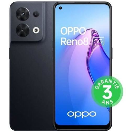 OPPO Smartphone Reno8 - 256Go - 5G - Noir Chatoyant (2022) - Reconditionné - Très bon état État correct - N/A reconditionné disponible sur Fnac