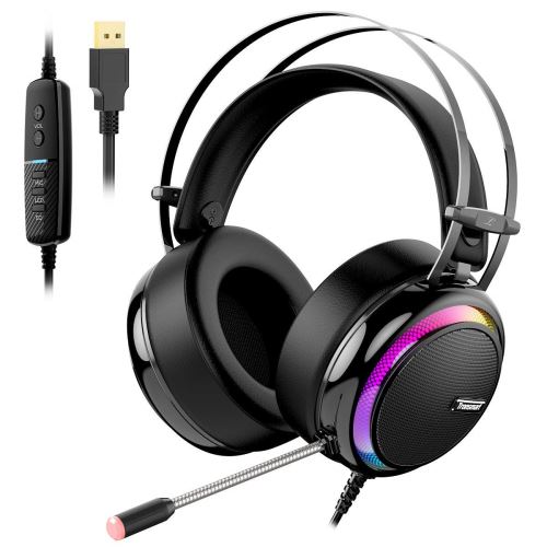 Tronsmart Glary Micro Casque Gaming, Casque de Jeu avec Virtuel 7.1 Son Surround Anti Bruit/LED Lumières/contrôle Muet/ Soft Pads PC Gamer Casque pour Nintendo Switch, PlayStation 4, MacBook, iMac - État correct N/A sur Fnac