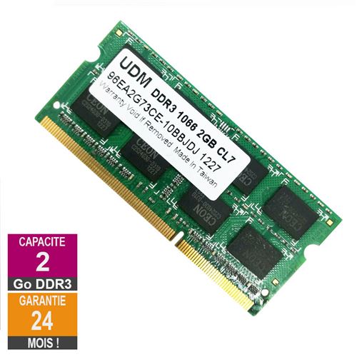 Barrette Mémoire 2Go RAM DDR3 UDM 96EA2G73CE-10BBJDJ SO-DIMM PC3-8500S État correct - N/A reconditionné disponible sur Fnac