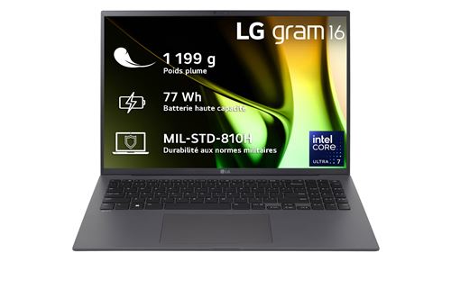 PC portable LG Gram 16Z90S-G.AD7CF 16"" Intel® Core™ Ultra 7 32 Go RAM 2 To SSD Gris Charbon État correct - LG reconditionné disponible sur Fnac