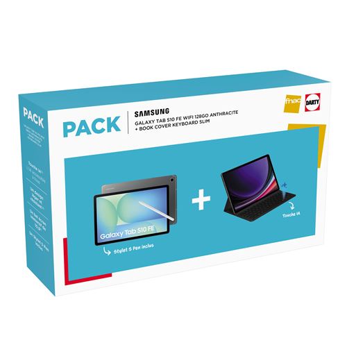 Pack Tablette Tactile Samsung Galaxy Tab S10 FE 10,9"" Wi-Fi 128 Go Anthracite + BookCover Keyboard État correct - Samsung reconditionné disponible sur Fnac