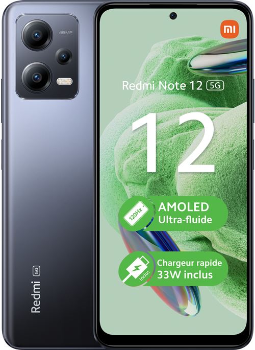 Smartphone Xiaomi Redmi Note 12 6,67"" 5G Double nano SIM 128 Go Gris État correct - Xiaomi reconditionné disponible sur Fnac