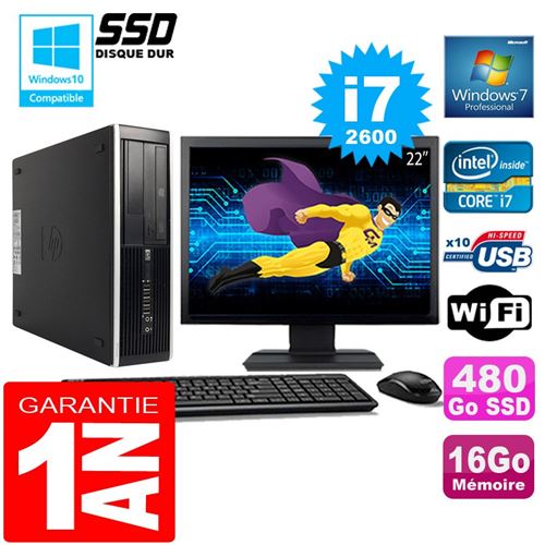 Pc hp compaq 8300 sff core i7-2600 ram 16go disque 480 go ssd wifi w7 ecran 22' État correct - Hewlett-Packard reconditionné disponible sur Fnac