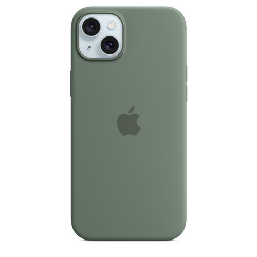Apple Coque en silicone avec MagSafe pour iPhone 15 Plus Cyprès État correct - Apple reconditionné disponible sur Fnac