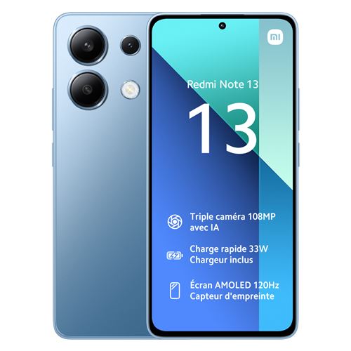 Smartphone Xiaomi Redmi Note 13 6.67"" Double SIM 256 Go Bleu État correct - Xiaomi reconditionné disponible sur Fnac